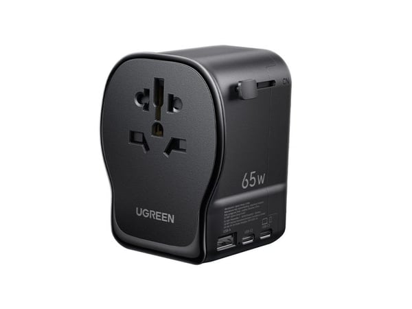 Ugreen - Strømadapter - 65 watt - 10 A - 4 utgangskontakter (2 x USB-C, USB, AC-kontakt)