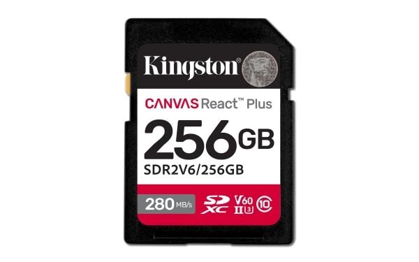 Kingston Canvas React Plus - Flashminnekort - 256 GB - Video Class V60 / UHS-II U3 / Class10 - SDXC UHS-II
