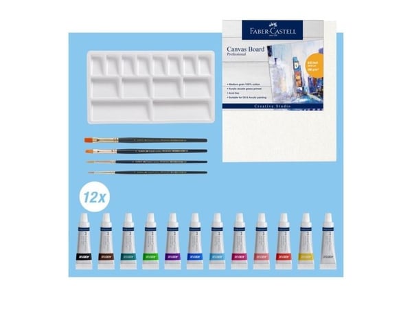 Faber-Castell Creative Studio Acrylic Painting Set, Maling, Malebørste, Multi, Adult/Child, 18 stykker