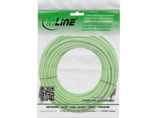InLine 40615, 15 m, M12, RJ-45, Uros/uros, Vihreä, Kupari