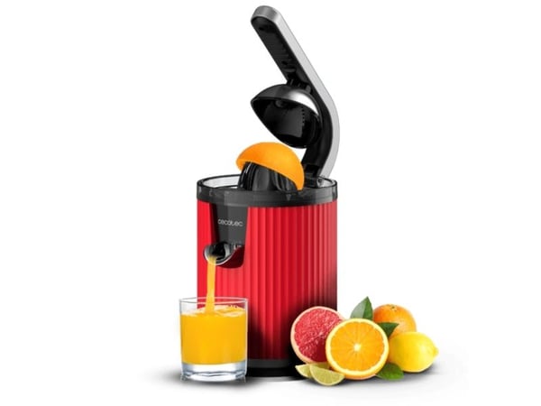 Cecotec Xqueeze RetroJuice 600, Sakte Juice-presse, Sort, Rød, Rustfritt stål, 1 stykker, Rustfritt stål, 600 W, 220 - 240 V