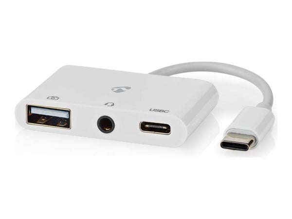 Nedis CCGB64790WT01, langallinen, USB 2.0 Type-C, 3,5 mm, valkoinen, 3,5 mm, USB 2.0, USB Type-C, polyvinyylikloridi (PVC)