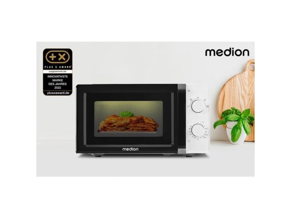 MEDION MD 11475, Benkeplate, Solo mikrobølge ovn, 20 l, 700 W, Rotasjon, Sort, Hvit