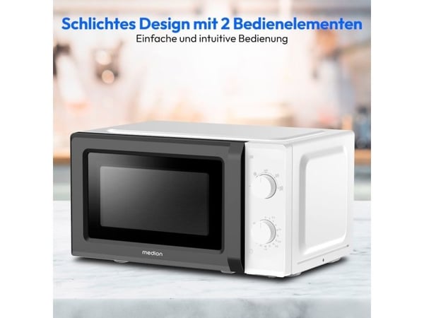 MEDION MD 11475, Benkeplate, Solo mikrobølge ovn, 20 l, 700 W, Rotasjon, Sort, Hvit