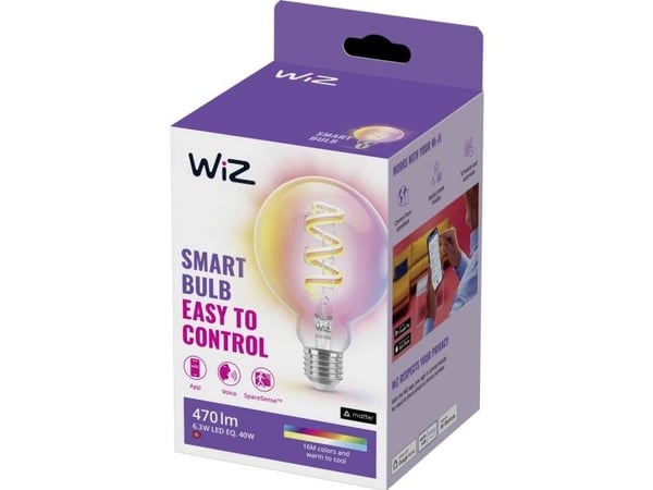 WiZ Globe Filament - Smart LED lighting - Coloured and White light - E27 - 40W - Transparent - Wi-Fi