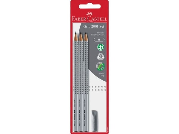 Faber-Castell GRIP 2001 - Blyertspenna - B (förpackning om 3)