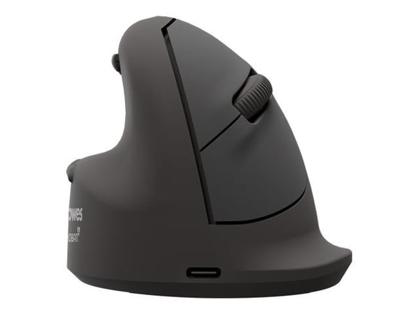 Fellowes Breyta Plus+ - Vertikal mus - ergonomisk - stor - venstrehendt - optisk - 5 knapper - trådløs - Bluetooth, 2.4 GHz, USB-C - svart