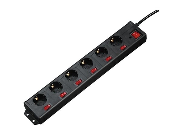 Hama 00137259, 1,4 m, Sisätila, Musta, Synteettinen, 6 AC-pistorasia(a), 230 V