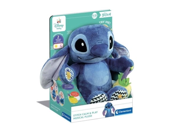Clementoni Disney Baby Stitch Calm & Play Musical Plush, Tegneseriefigur, Interaktiv, Gir fra seg lyd, AAA