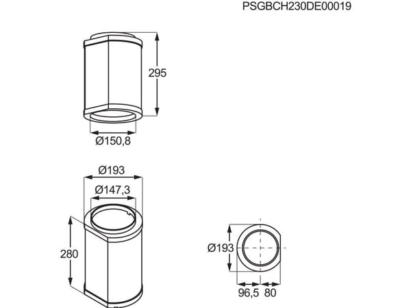 Electrolux M8CKSL28, Forlengelsesrør til kjøkkenhette, Svart, Rustfritt stål, Electrolux, 295 mm, 19,3 cm, 1 stykker