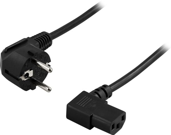 DELTACO - Strömkabel - power CEE 7/7 till power IEC 60320 C13 vinklad - 1.5 m - svart