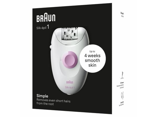 Braun Silk-épil 1 1-000, Rosa, Vit, 20 pincetter, SoftLift, AC, Tyskland