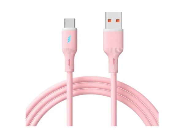Akyga USB-kabel USB 2.0 USB-A hannkontakt til USB-C®-kontakt 1 m rosa med LED AK-USB-61