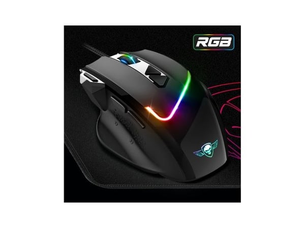 Spirit of Gamer PRO-M3 RGB, Oikeakätinen, Optinen, USB A-tyyppi, 7200 DPI, musta