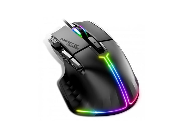Spirit of Gamer PRO-M5, Høyre hendt, Optisk, USB Type-A, 12800 DPI, Sort