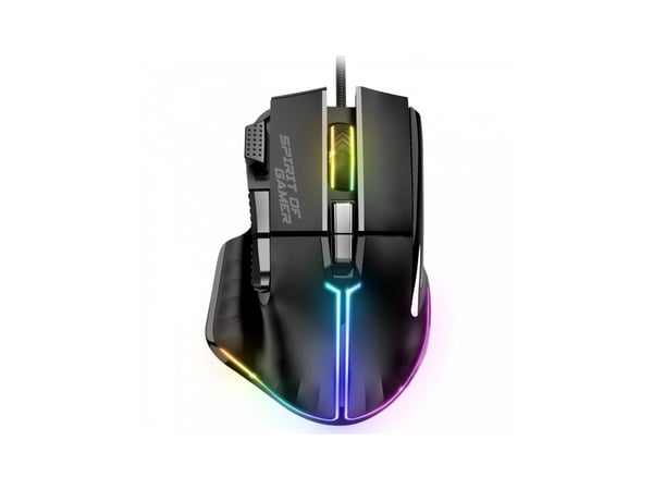 Spirit of Gamer PRO-M5, Oikeakätinen, Optinen, USB A-tyyppi, 12800 DPI, musta