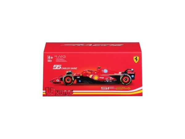 BBURAGO Ferrari SF-24 #55 (Sainz), Sportsbil, Montert på forhånd, 1:43, Ferrari SF-24, Alle kjønn, Metall, Plast