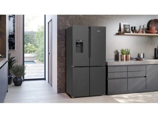 Siemens iQ700 KF96DPXEA - Kjøleskap/fryser - fransk dør underfryser med vannautomat, isdispenser - Wi-Fi - bredde: 90.5 cm - dybde: 73.1 cm - høyde...