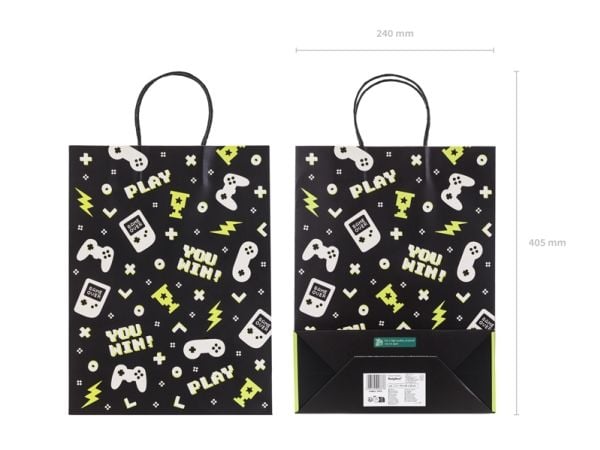 PartyDeco TNP32, Gavepapirbag, Sort, Flerfarget, Mønster, Temafest, Sort, Inne/Ute