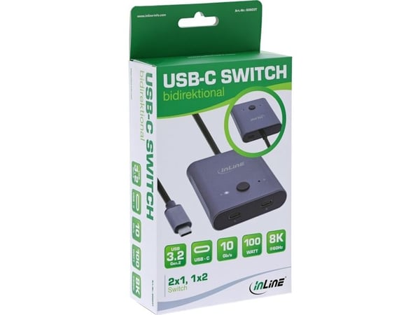 InLine 60603T, USB Type-C, 10 Gbit/s, Grå, Aluminium, 57 x 67 x 15 mm, 57 mm