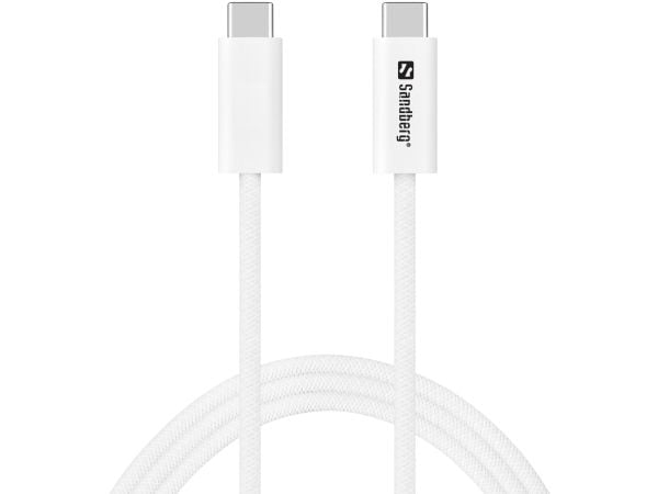 Sandberg USB-C>C USB4 240W+40Gbps, 1M, 1 m, USB C, USB C, USB4 Gen 3x2, 40 Gbit/sek., Hvid