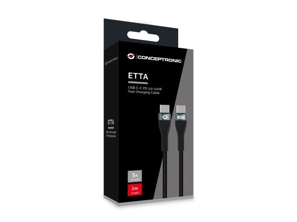 Conceptronic ETTA01B20 USB C-C PD 3.0 100W Ladekabel 2m