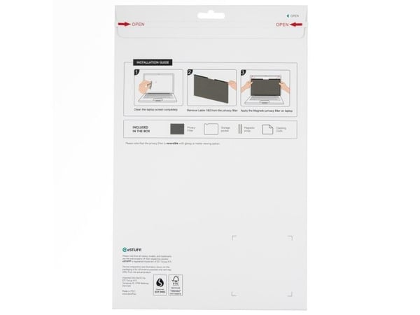 eSTUFF GLBM15351204, 39,6 cm (15.6"), 16:9, Kannettava tietokone, Kehyksetön näytön yksityisyyssuodatin, Kiiltävä/Matta, Häikäisynesto