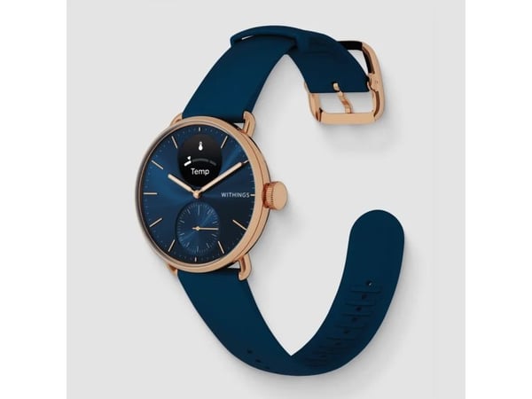 Withings Scanwatch 2 - klokke med EKG-, puls- og SPO2-måling, samt måling av fysisk aktivitet og søvn (38 mm, blå rosegull)