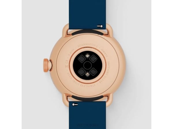 Withings Scanwatch 2 - klokke med EKG-, puls- og SPO2-måling, samt måling av fysisk aktivitet og søvn (38 mm, blå rosegull)