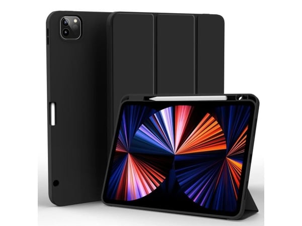eSTUFF Miami - Lommebok for nettbrett - termoplast-polyuretan (TPU), polyuretanlær, polykarbonat - svart på transparent - for Apple 11-inch iPad Pr...