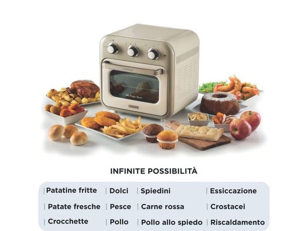 Ariete 4632/03, Varmluftsfrityr, 16 l, 80 °C, 230 °C, 60 min, Single/enkelt