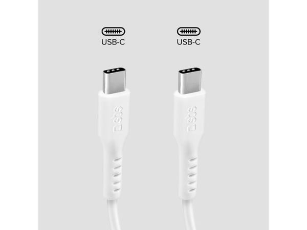 SBS TECABLETCC10W, 1 m, USB C, USB C, USB 2.0, 0,48 Gbit/s, valkoinen