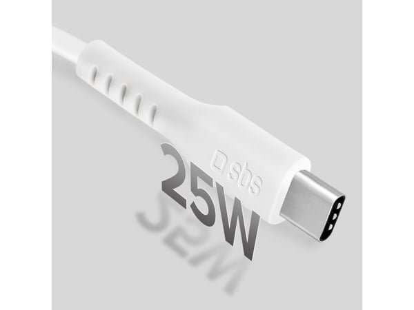 SBS TECABLETCC10W, 1 m, USB C, USB C, USB 2.0, 0,48 Gbit/s, valkoinen