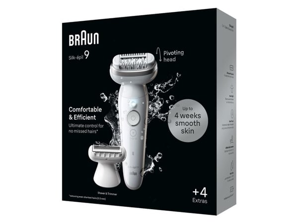 Braun Silk-épil 9 9-041, Silver, 40 tweezers, MicroGrip, Battery, 100 - 240 V, 50/60 Hz