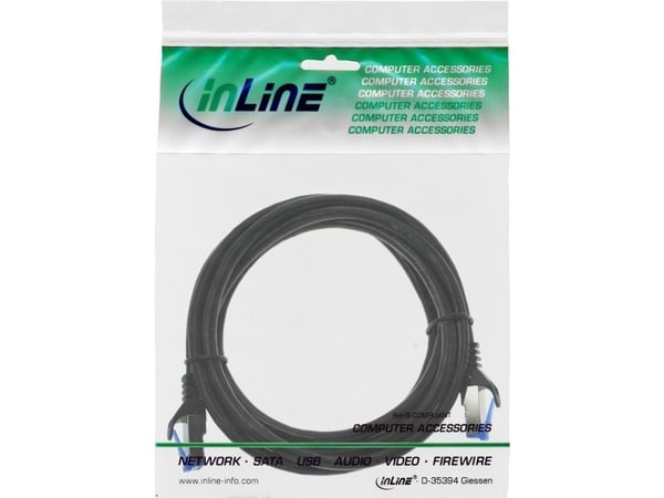 InLine 74822S, 0,25 m, Cat6a, S/FTP (S-STP), RJ-45, RJ-45, Svart