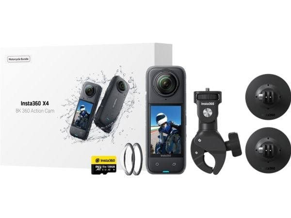 Insta360 X4 Motorcycle Bundle, 8K Ultra HD, CMOS, 72 MP, 120 fps, Wi-Fi, Bluetooth