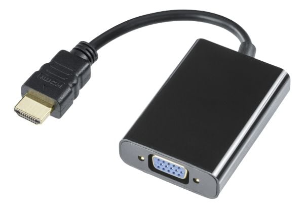 DELTACO - Video adapter - HDMI hann til HD-15 (VGA) hunn - 20 cm - svart - 1080p støtte 60 Hz