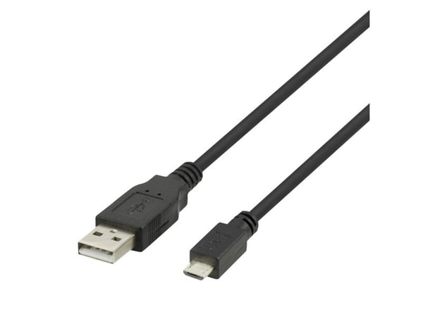 DELTACO - USB-kabel - 4-pinners Micro-USB Type B (hann) til USB (hann) - USB 2.0 - 0.5 A - 3 m - lade og synkronisere - svart