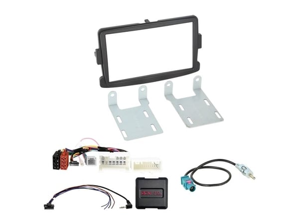2-DIN-kit Dacia/Fiat/Nissan/Opel/Renault svart rattbetjening