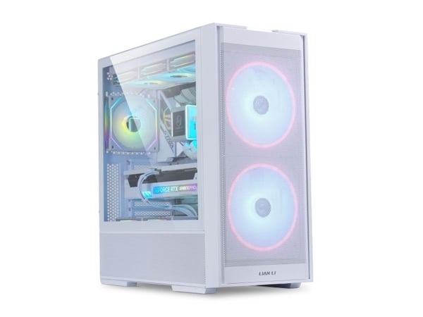 Lian Li 206 - Mid tower - ATX - sidepanel med vindu (herdet glass) - ingen strømforsyning (ATX) - hvit - USB/lyd
