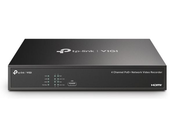 TP-Link VIGI NVR1004H-4P-2TB, 4 kanavaa, 3840 x 2160 pikseliä, 720p, 1080p, 2160p, 3840x2160,1920x1080, 1680x1050, 1440x900, 1280x1024, 1024x768, 1...