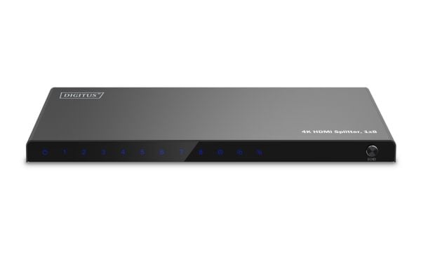 Digitus DS-55338, HDMI, 8x HDMI, 3840 x 2160 pikseliä, musta, Metalli, 4K Ultra HD