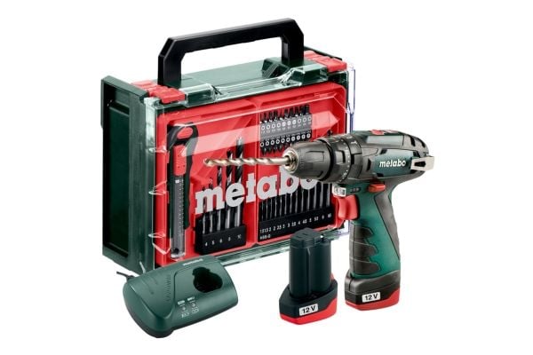 Metabo PowerMaxx SB Basic Set, Boremaskin med pistolgrep, Nøkkelløs, 1 cm, 1400 RPM, 1,8 cm, 1 cm
