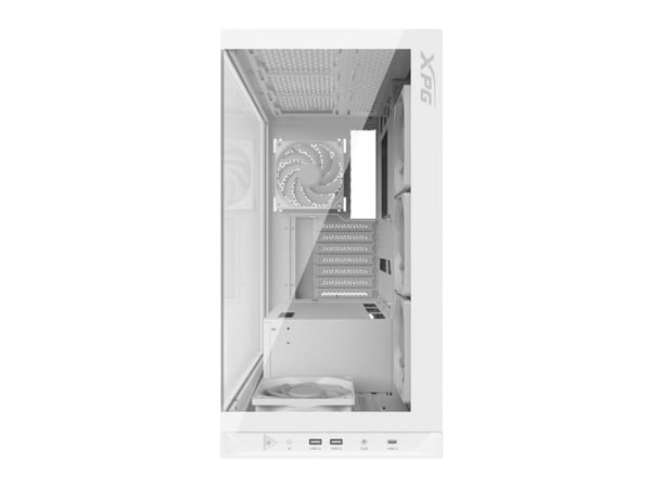 XPG Invader X - Mid tower - ATX - sidepanel med vindu (herdet glass) - ingen strømforsyning - hvit - USB/lyd