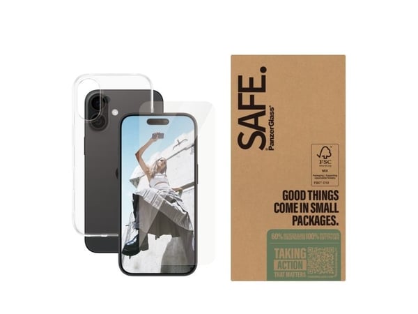 SAFE. by PanzerGlass - Baksidedeksel for mobiltelefon - termoplast-polyuretan (TPU) - gjennomsiktig - for Apple iPhone 16