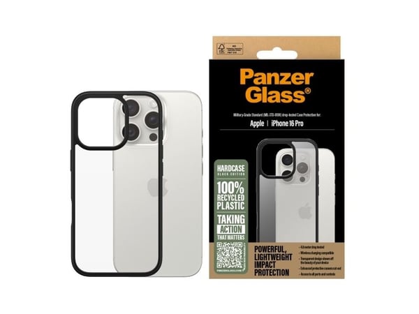 PanzerGlass ® HardCase Transparent iPhone 16 Pro, Suojus, Apple, Apple - iPhone 16 Pro, Läpinäkyvä
