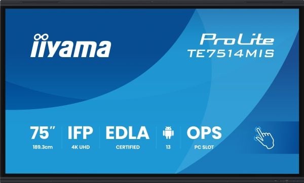 iiyama ProLite TE7514MIS-B2AG - 75" Diagonalklasse LED-bakgrunnsbelyst LCD-skjerm - interaktiv digital skilting - med berøringsskjerm (multiberørin...