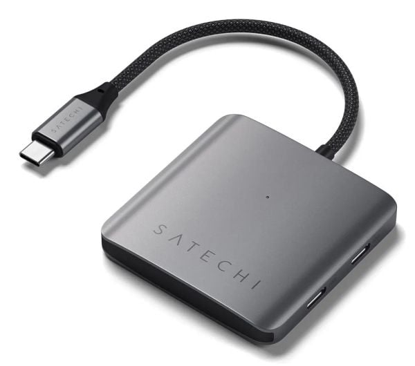 Satechi Satechi Satechi 4 Port USB-C Hub PD - alumiininen USB-C-keskitin (4x USB-C 10Gbps, mukaan lukien 1x 100W PD) (avaruusharmaa)