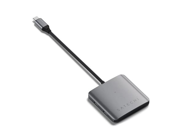 Satechi Satechi Satechi 4 Port USB-C Hub PD - alumiininen USB-C-keskitin (4x USB-C 10Gbps, mukaan lukien 1x 100W PD) (avaruusharmaa)