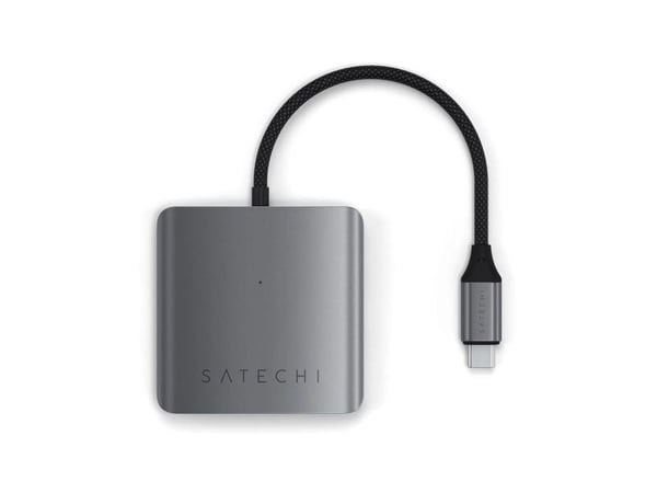 Satechi Satechi Satechi 4 Port USB-C Hub PD - alumiininen USB-C-keskitin (4x USB-C 10Gbps, mukaan lukien 1x 100W PD) (avaruusharmaa)